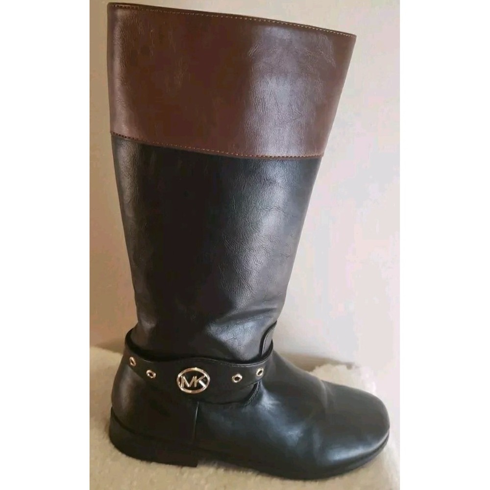 Size 5 Michael Kors Emma Derby Riding Boots Women's Boots Black & Brown Low Heel